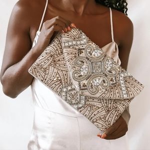 Lulus - Sparkling Evening Gold Beaded Clutch